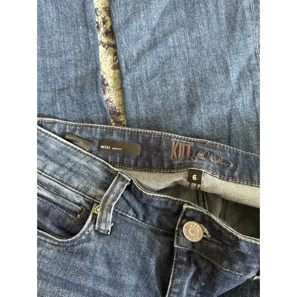 Kut From the Kloth Dark Wash Y2K Nicole Boot Cut Jeans Casual Distressed- Sz 6